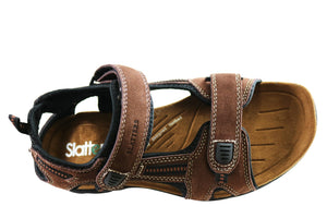 Slatters Broome II Mens Comfort Leather Sandals With Adjustable Straps