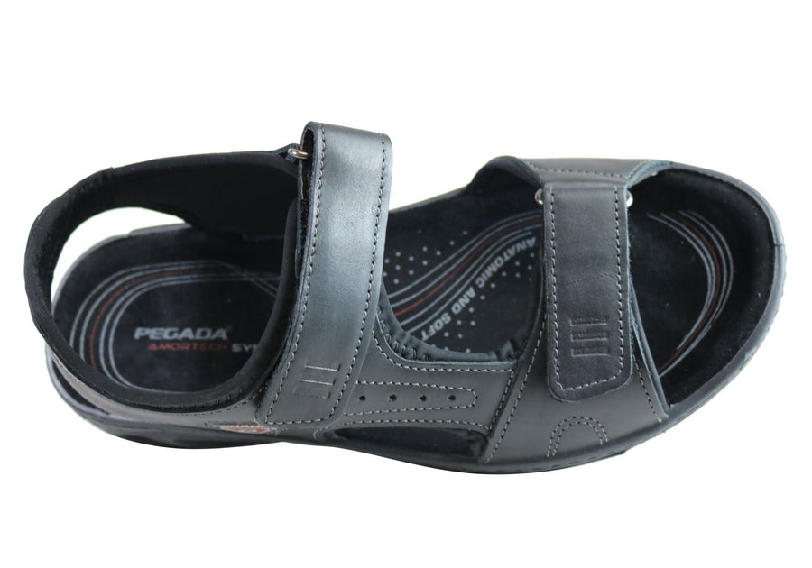 Pegada Thompson Mens Leather Comfort Cushioned Sandals Made In Brazil