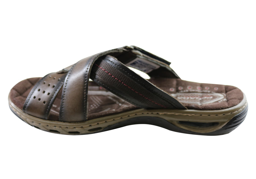 Pegada Nixon Mens Leather Comfortable Slide Sandals Made In Brazil