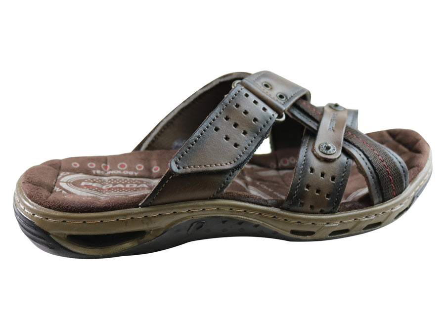 Pegada Nixon Mens Leather Comfortable Slide Sandals Made In Brazil