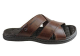 Pegada Belmain Mens Leather Cushioned Slide Sandals Made In Brazil