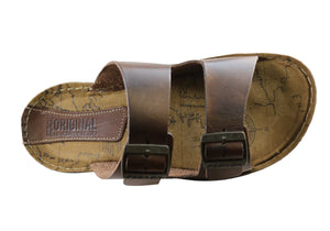 Pegada Lancester Mens Leather Comfortable Slide Sandals Made In Brazil