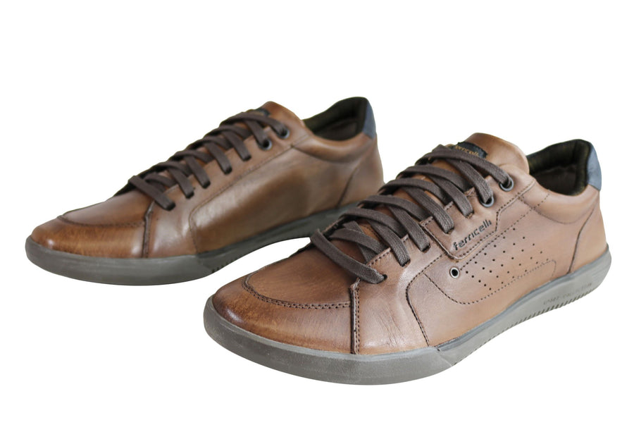 Ferricelli Fabian Mens Leather Lace Up Casual Shoes Made In Brazil