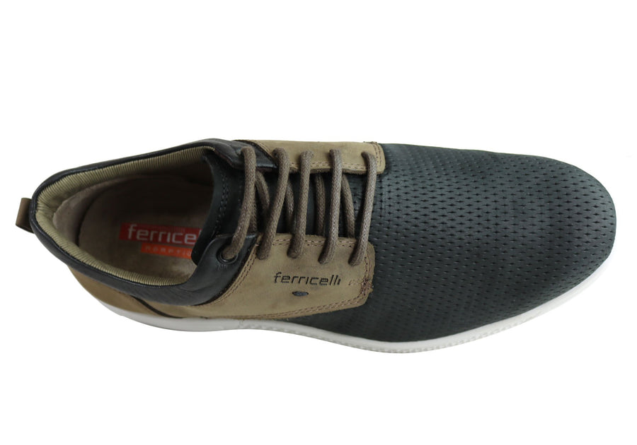 Ferricelli Burke Mens Leather Lace Up Casual Shoes Made In Brazil