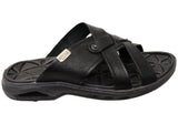 Pegada Carvo Mens Comfortable Leather Slides Sandals Made In Brazil