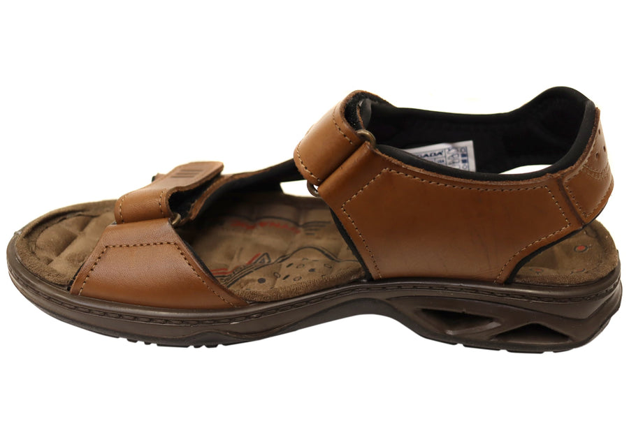 Pegada Dusty Mens Leather Adjustable Sandals Made In Brazil