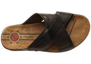 Pegada Hobbs Mens Comfortable Leather Slides Sandals Made In Brazil