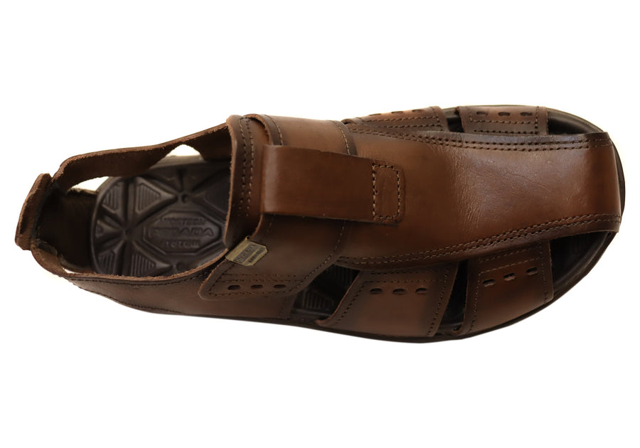 Pegada Grange Mens Leather Comfort Closed Toe Sandals Made In Brazil