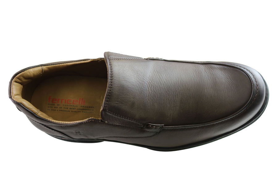 Ferricelli Vinnie Mens Leather Slip On Comfort Shoes Made In Brazil
