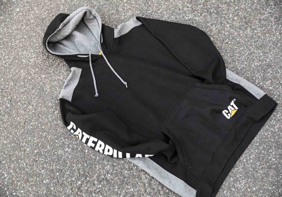 Caterpillar Mens Comfortable Versatile Logo Panel Hooded Sweat Shirt